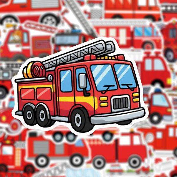 100张消防车贴纸卡通创意儿童玩具贴画diy桌面笔记本手账本电脑