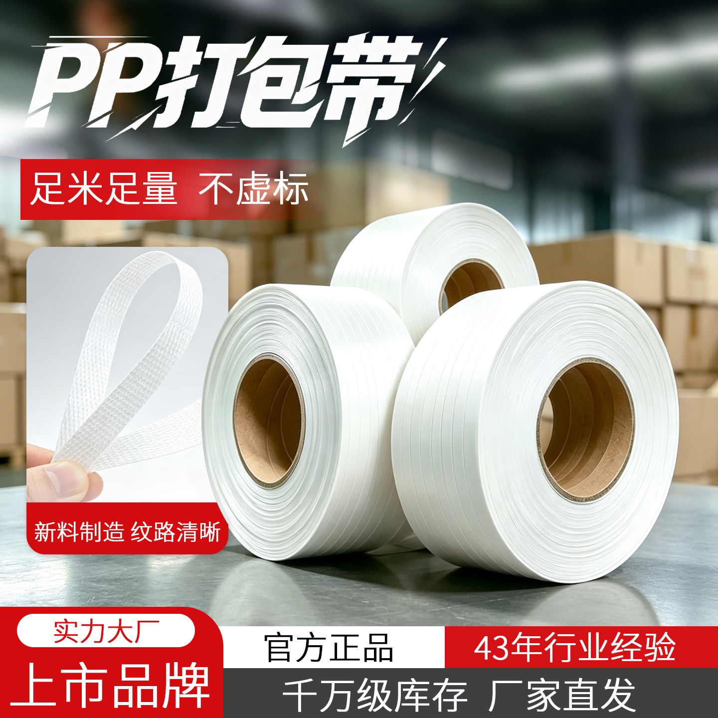 打包带 全新透明料聚丙烯PP打包带机用热熔pet带快递纸箱纸筒捆扎