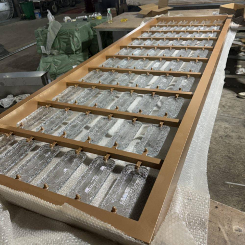 不锈钢水晶玻璃挂片屏风玻璃砖售楼部酒店家装公金属隔断图片