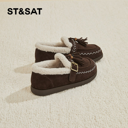星期六勃肯鞋女冬2025冬季新款女鞋女款爆款加绒加厚毛绒东北棉鞋