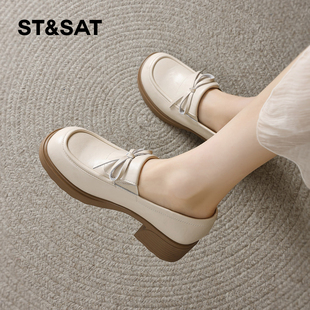 星期六乐福鞋女2025冬季新款女鞋女款爆款鞋子真皮冬款皮鞋小皮鞋