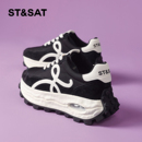 星期六老爹鞋女2025冬季新款女鞋女款爆款鞋子厚底增高黑色运动鞋