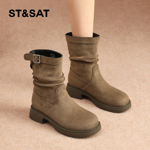 星期六时尚气质百搭堆堆靴时装靴