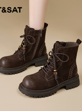 星期六马丁靴女2025冬季新款女靴女款爆款加绒棉鞋英伦风靴子短靴