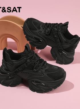 星期六老爹鞋女2025冬季新款女鞋女款爆款鞋子厚底加绒棉鞋运动鞋