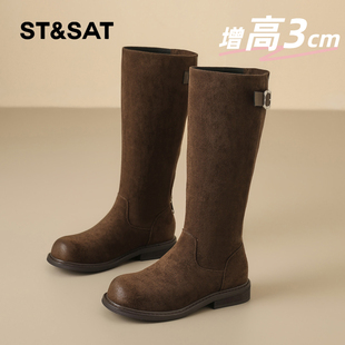 女靴长筒靴子长靴秋冬西部牛仔靴 女款 星期六骑士靴女2025冬季 新款