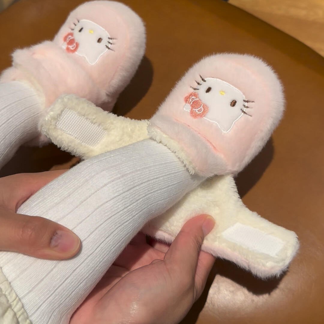 粉色小猫婴儿棉拖鞋保暖加厚地板