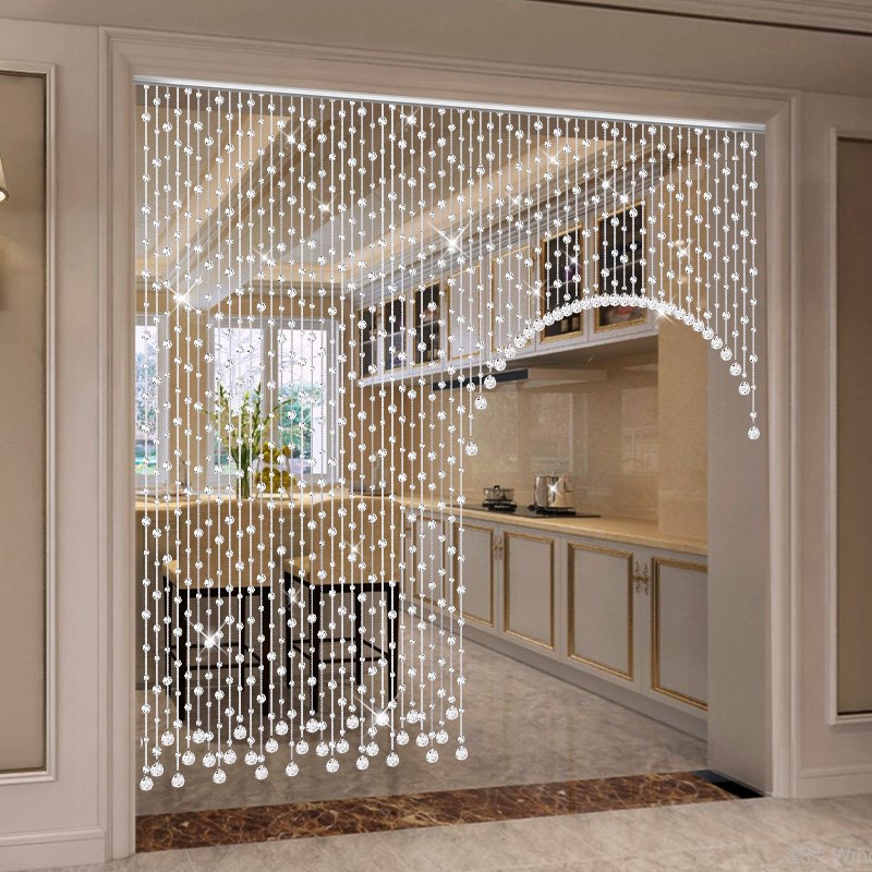 水晶珠帘隔断帘客厅玄关门帘过道装饰家用屏风帘子珠链Z窗帘免打