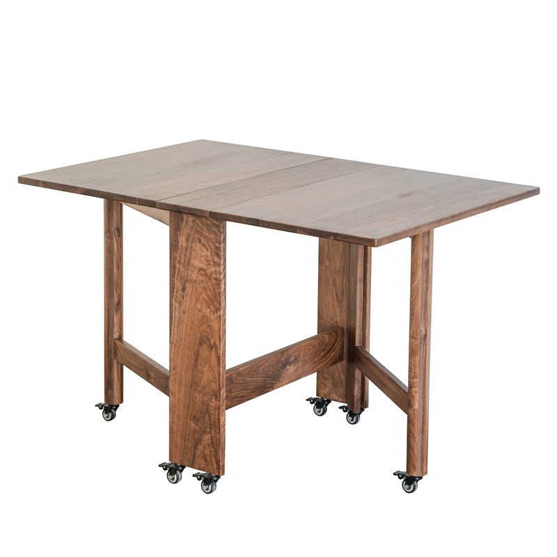 黑胡桃木实木可折叠餐桌掼蛋长方形家用休闲M收缩户外多功能电脑