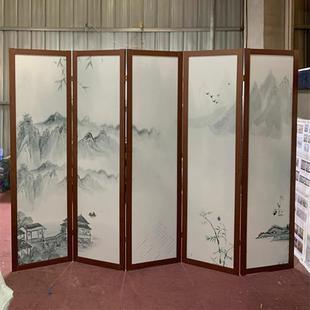山水四扇画推隔厂家遮家用客厅餐断厅拉挡酒店折叠可移动屏风 中式