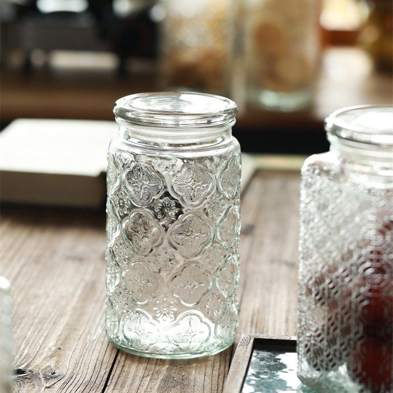 1000毫升复古雕花玻璃密封罐厨房储物杂粮糖果干果陈列罐子果酱瓶,厨房/烹饪用具,密封罐,淘宝优惠券,粉丝福利购,淘宝优惠卷