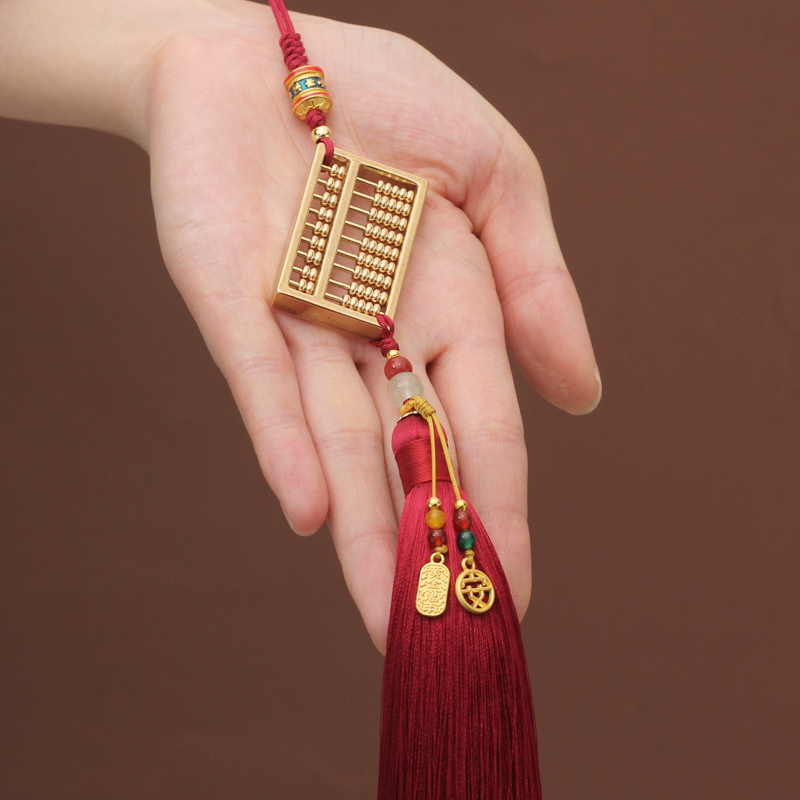 黄铜算盘汽车挂件车内吊饰高级感手工个性创M意后视镜车载装饰男