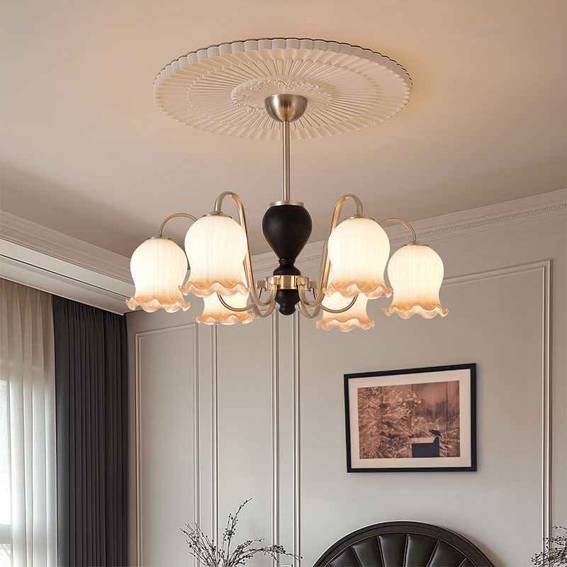 中古风客厅吊灯复古胡桃木色客厅灯餐厅灯创意个性艺术卧室床头灯