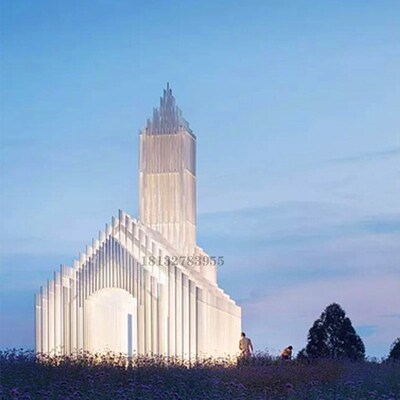 不锈钢无影教堂婚礼公园景观雕塑构筑物网红打卡拍照园林广场建塔