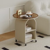 可移动边几客厅带轮玻璃小茶几网红简约小圆桌卧室床边桌置物架