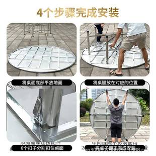 锈钢圆桌带转盘30家用酒不店桌餐厅.2.2米大4圆可折叠加厚餐桌圆