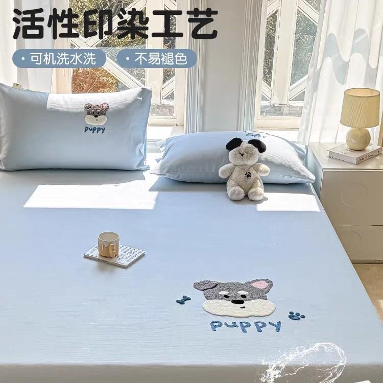A类全卡通毛绣棉老粗布床笠夏季10纯0棉单件床罩1.巾Jm5m1.8米床