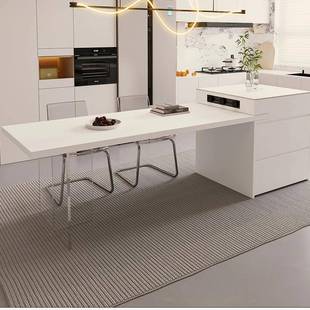 岩板岛台餐桌一体可伸缩现代简约亚克力长方形高端小户型家用导台