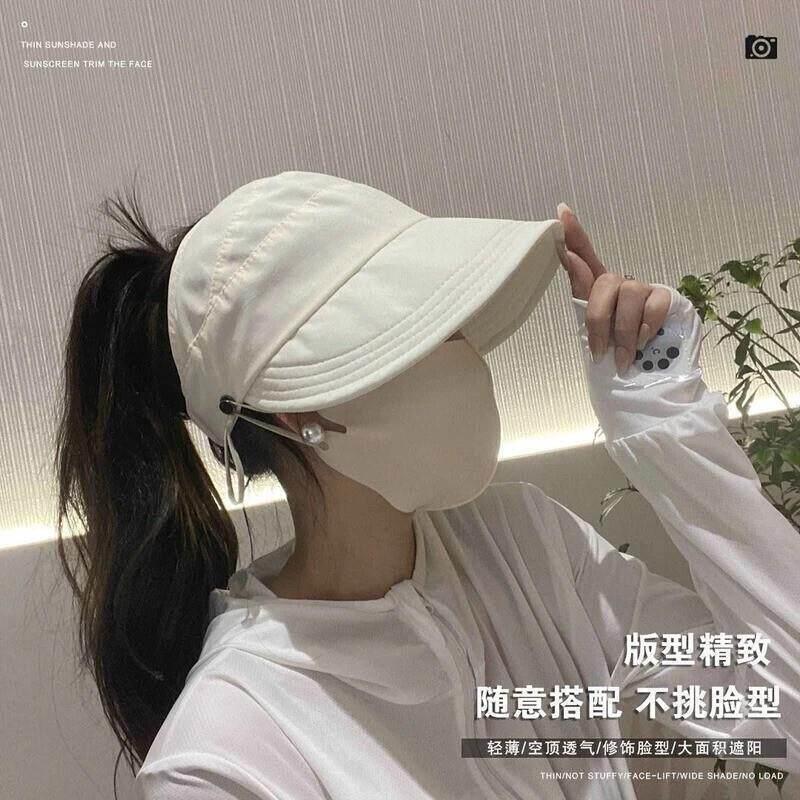 红鑫阁可扎马尾帽子女夏季新款网红遮阳防晒帽显脸小鸭舌渔夫帽