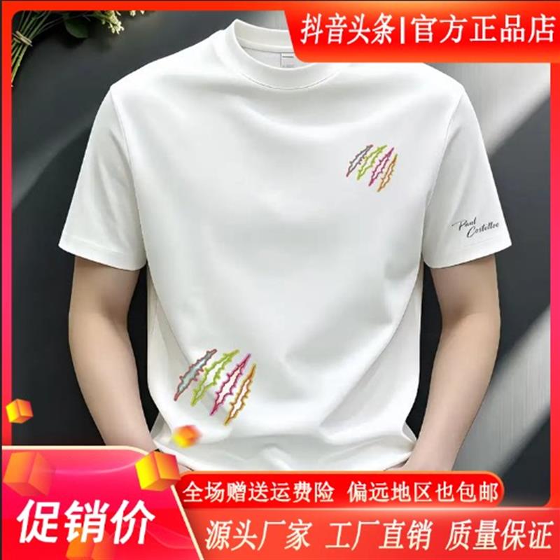 师凯服饰男装Amphelisia抓痕修身正肩T恤嘻哈字母图案休闲夏短袖
