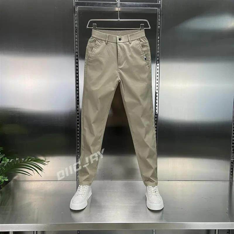 Cloud轻奢2号店6男士修身直筒裤春夏纯色简约松紧腰头潮牌小西裤