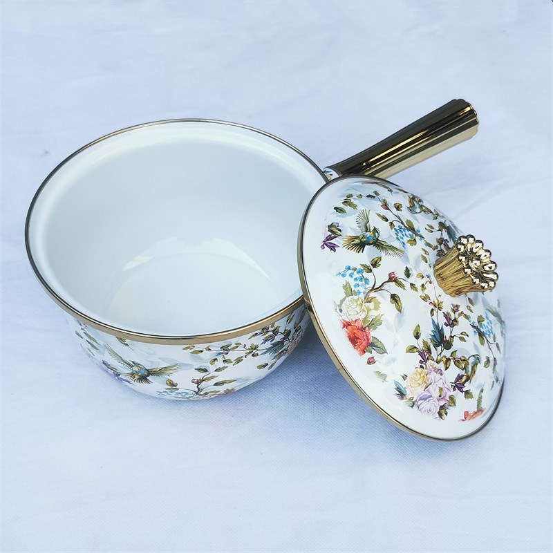 搪瓷小奶锅不粘锅宝宝专t用辅食锅婴儿煎煮一体汤锅泡面锅煮食锅