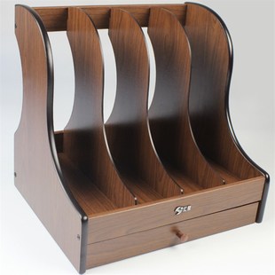 文件架木质多层资料架办公桌面收纳盒文件座抽屉式创意文件框书架