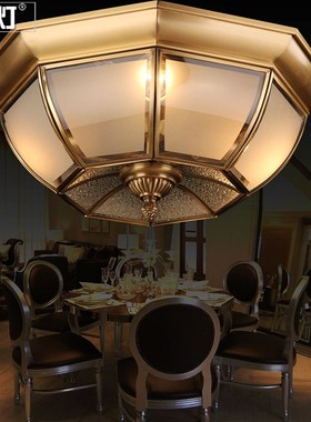 欧式全铜客厅灯具复古过道阳台餐厅书房灯温馨卧室ledW吸顶灯6009