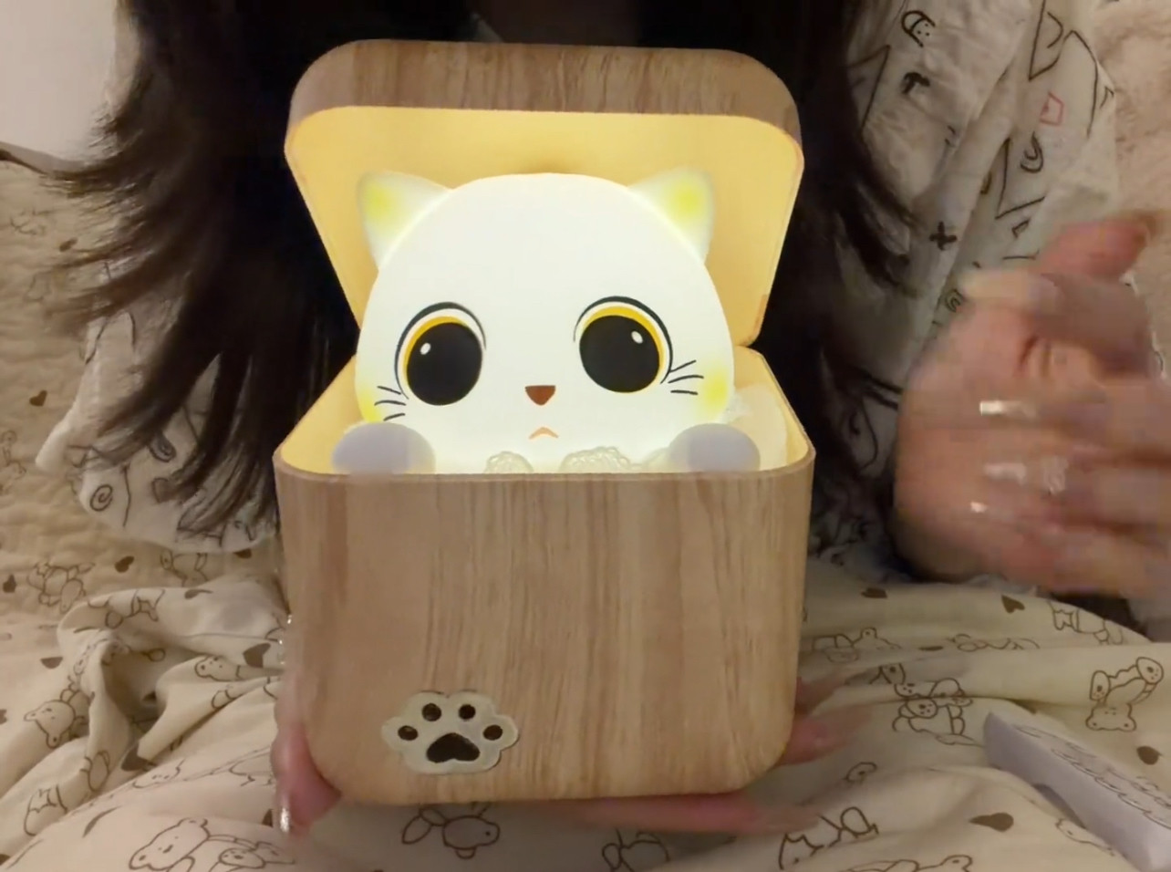 超萌小猫咪新款躲猫猫趣味创意可爱床头小夜灯卧室睡眠伴睡灯