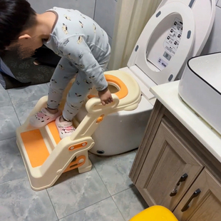 便携式橙色厕所辅助垫架阶梯踩脚凳宝贝足迹儿童马桶坐便器圈