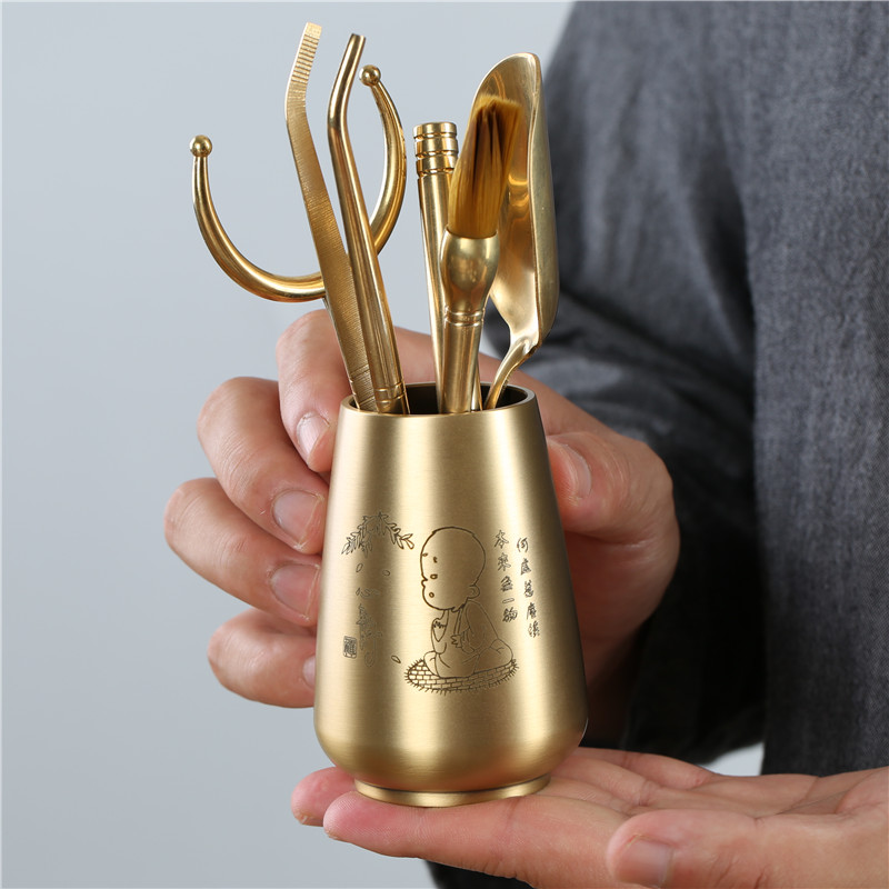 茶道六君子套装功夫茶具配件大全黄铜6君子喝茶泡茶工具茶刀茶洗
