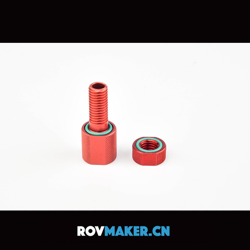 M10密封舱穿线螺丝 红色大孔 空心螺丝 防水穿线螺栓 接插件灌封