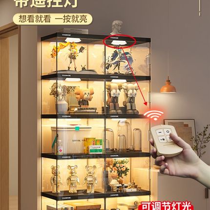 书架落地置物架客厅收纳柜子带柜门儿童透明展示简易防尘家用书柜