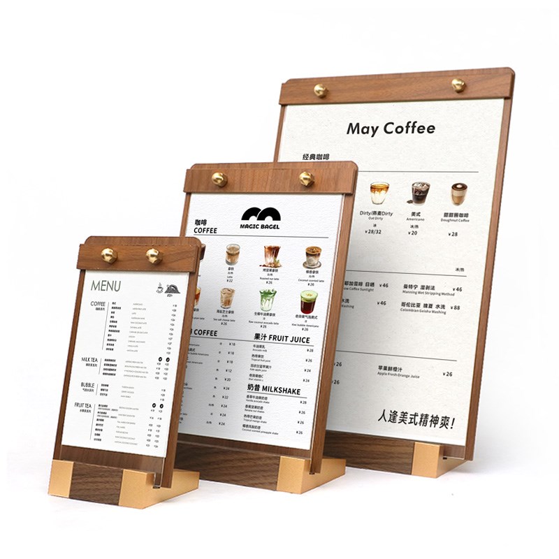 菜单夹板立牌A4价n格展示牌桌牌打印咖啡台卡菜单设计制作定制菜