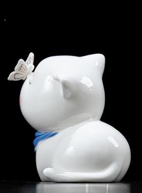 陶爱瓷可ZKX小猫咪摆件创意书桌办桌室工位解压面动物公轻奢装饰