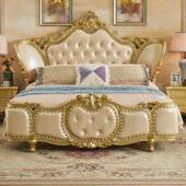 欧式 桦木双主人床TDF法式 雕花香大槟室金卧家具婚床户型1.8卧床