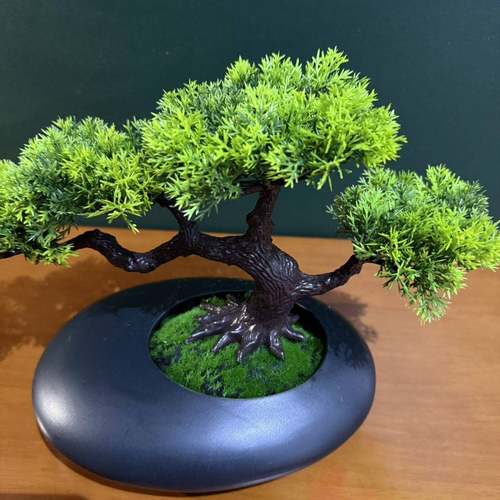 仿真观FYR松树迎客松人罗汉松客厅书房装饰假造型美发财树景摆件