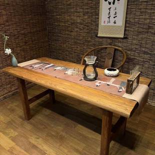 老木实榆木桌电脑桌木餐桌复NCU古长桌阳台桌书桌民宿饭店原茶吧