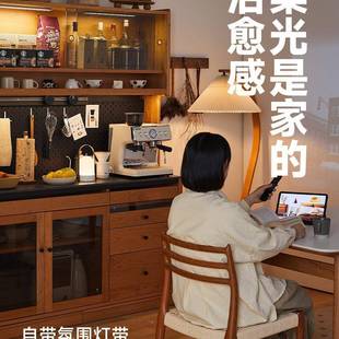 樱储桃木高柜岩板一体靠墙北洞洞板纳ASF物柜 欧实木餐收边柜日式