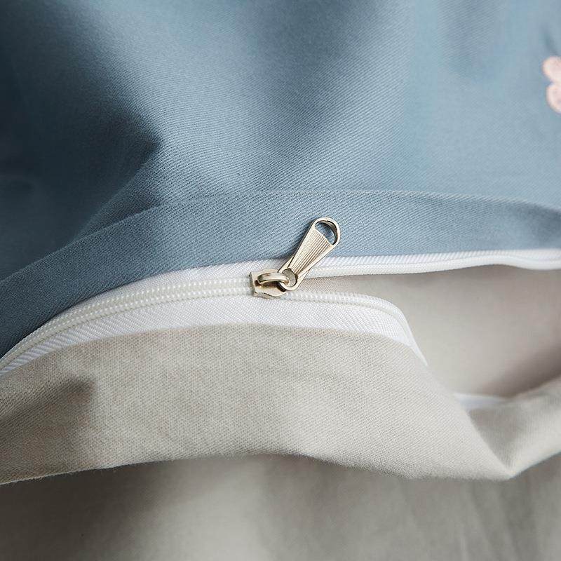 套被80简约轻奢刺绣XGO纯棉四件纯色床单套床上用品四支件套南通