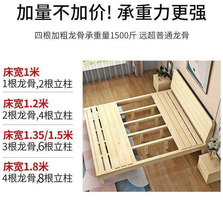 实床木1.WRT8米松双人1.木5米经济型床成人现代简约简易1单人床架