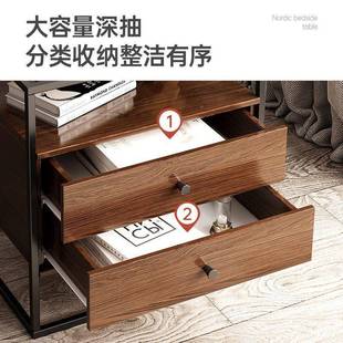 轻奢风型置物架床头柜现代约卧出租室房收RLA 迷你床边柜子简意式
