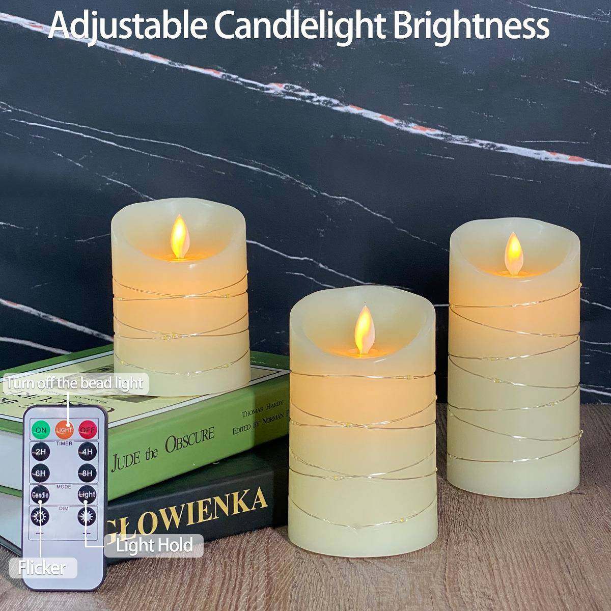 新款铜线D串晃灯LE蜡烛灯平摇摆YPE动仿真石蜡遥口控圣诞装饰灯