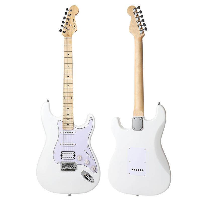 T型专业电吉他白色单单双初学门者手S入级电子吉他单摇乐HHL器现
