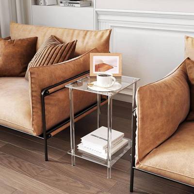 透明圆形方几形亚克力可狭拆茶几适YKL-XZZ合卸小空间客厅卧室现