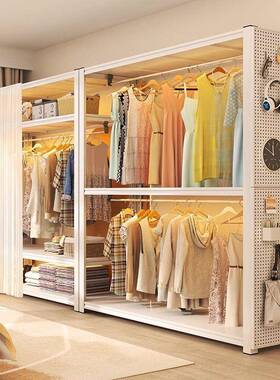 架衣柜家JUX卧室出租房衣物收纳简易装组落地洞用洞板金属角钢衣