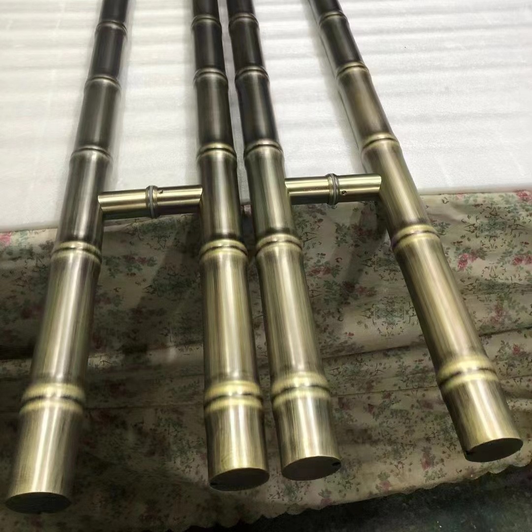 竹节拉手玻璃门艺术拉手不锈钢加厚大门把手推拉门木门304长拉手