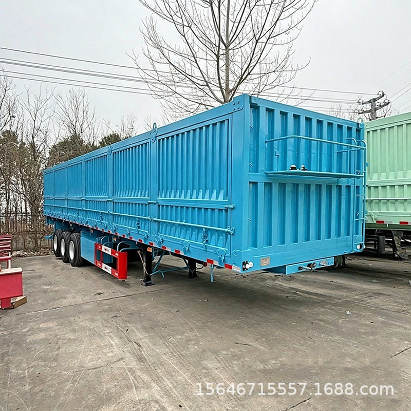跨境销售全封闭散货运输集装箱式挂车4轴13米侧翻自卸半挂车厢式