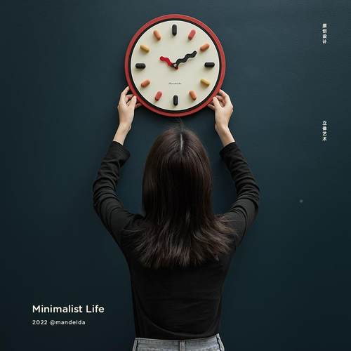mandeda免打钟孔轻奢时尚LZD表挂钟客厅2l025新款家用时创意网红