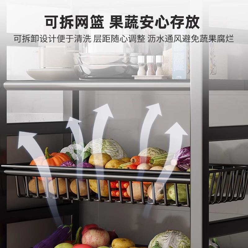 锈钢厨房置物架地层家多用浴室小落推不车蔬菜篮收纳架EBD子用品